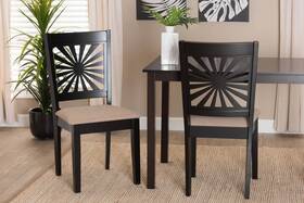 Baxton Studio 231-3125-13180-lplus Olympia Beige Fabric Espresso Wood Dining Chairs Set Of 2