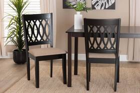 Baxton Studio 231-3125-13206-lplus Florencia Beige Fabric Espresso Wood Dining Chairs Set Of 2
