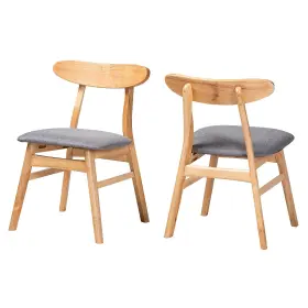 232-2p-13195-ht Baxton Studio Ulyana Mid-century Fabric Dining Chair Grey/natural Brown 2/set