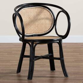 Baxton Studio 232-3125-13394-lplus Palesa Two-tone Black Natural Rattan Dining Chair