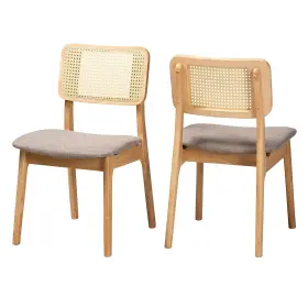 234-2p-13292-ht Baxton Studio Dannon Mid-century Fabric Dining Chair Grey/natural Oak/light