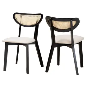 236-2p-13298-ht Baxton Studio Dannell Mid-century Fabric Dining Chair Cream/black/light Brown