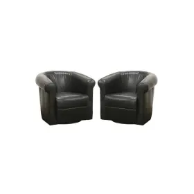 50-3458-ojc Baxton Studio Julian Black Brown Faux Leather Club Chair With 360 Degree Swivel
