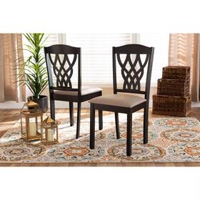 Baxton Studio 81406575 2pc Delilah Fabric Upholstered And Wood Dining Chairs Sand/dark Brown -