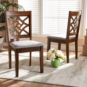 Baxton Studio 81947141 2pc Nicolette Fabric And Wood Dining Chairs Set Gray/brown -