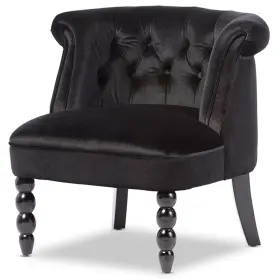 Baxton Studio 847321039995 Flax Velvet Accent Chair In Black