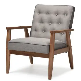 Baxton Studio 847321052505 Sorrento Accent Chair 1 Seater Grey Brown