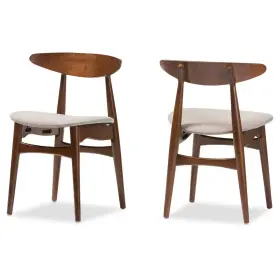 Baxton Studio 847321057487 Set Of 2 Flora Mid-century Modern Light Gray Fabric And Oak Medium
