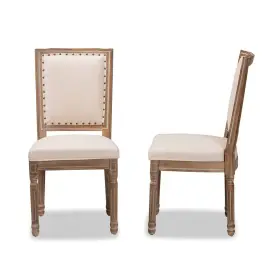 86107642 Baxton Studio Set Of 2 Louane Fabric Upholstered And Wood Dining Chairs Beige/brown
