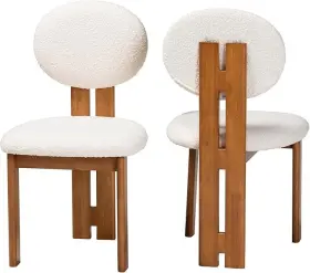 91746785 Baxton Studio 2pc Kacela Boucle Fabric And Wood Dining Chair Set Cream/walnut 91746785 Baxton Studio 2pc Kacela Boucle Fabric And Wood Dining Chair Set Cream/walnut