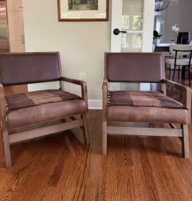 W9y-wii-842507105983 Baxton Studio Bianca Mid Century Modern Distressed Faux Leather Lounge Chairs