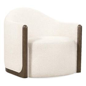 Beaumont Lane Bl-4754-2985579 Cora Swivel Chair In Beige Fabric With Brown Wood Accenting