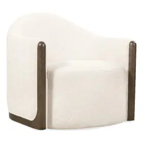Bl-4754-2985579 Beaumont Lane Cora Swivel Chair In Beige Fabric With Brown Wood Accenting