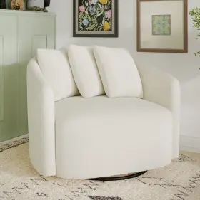 Beautful 826705634704 Oversized Padded Swivel Chair 360 Degrees Cushioned Seat With 3 Plush Pillows