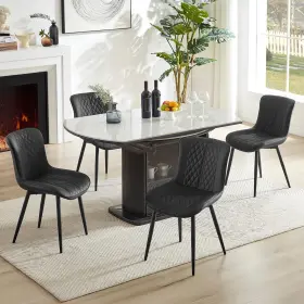 Basg005208 Bedspick Dining Chairs Set Of 4 - Leather Kitchen With Metal Legs Upholstered