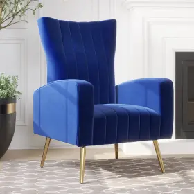 014-hg-30342-nb Belleze Modern Upholstered Wingback Accent Lounge Arm Chair Mid Back Single Sofa