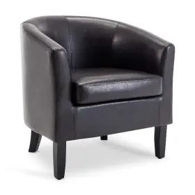 014-hg-31933-bro Belleze Living Room Chair Faux Leather Round Accent Barrel Club Tub Sofa Chai