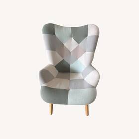 Belleze 296216 Upholstered Wingback Accent Chairs With Patchwork Pattern Set Of 2