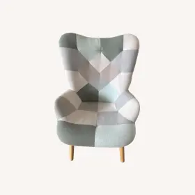 296216 Belleze Upholstered Wingback Accent Chairs With Patchwork Pattern Set Of 2