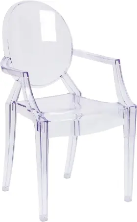 Fh-124-apc-clr-gg Belnick Set Of 4 Modern Ghost Chair With Arms In Transparent Crystal Dining Table Chairs