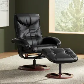 005gp Benchmaster 7085a Black Swivel Ottoman Leather Recliner Chair Ergonomic Manual Reclining Bedroom