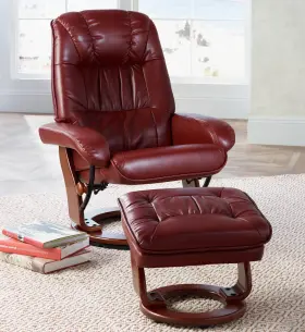 002gp Benchmaster 7320b Kyle Red Faux Leather Recliner Chair Armchair Ottoman Footrest Ergonomic Manual