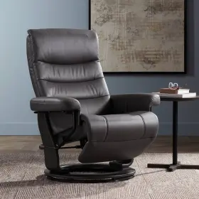 Hk017-11 Benchmaster 7813a Peregrine 31 Inch Wide Charcoal Faux Leather Swivel Recliner