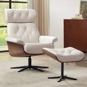 7885-hk017-01 Benchmaster Melia Eggshell Adjustable Swivel Recliner And Ottoman