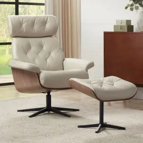 7885-hk017-02 Benchmaster Melia Putty Adjustable Swivel Recliner And Ottoman