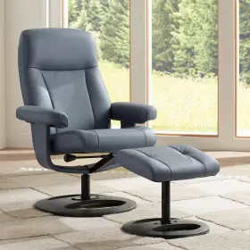 Hk017-09 Benchmaster 7894a Bruce Bermuda Gray Faux Leather Swivel Recliner And Ottoman