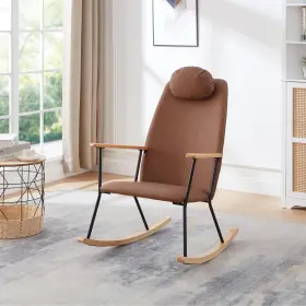 A686b8b45bbb Benicabaly Adjustable Headrest Pillow Rocking Chair Technical Leather Uphols