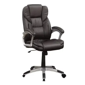 Bm159036 Benjara Dark Brown Leather Seat Executive High Back Chair With Padded Armrests