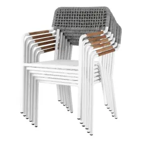 Bm287721 Benjara Shia 22 Inch 4 Side Chair And 2 Armchair Set- Crisp White Aluminum Frames