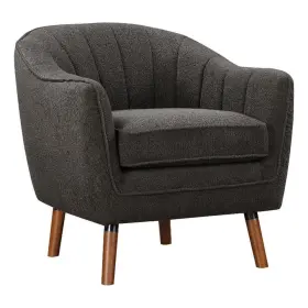 Bm313109 Benjara Tia 31 Inch Plush Accent Chair Armchair- Gray Polyester- Brown Solid Wood