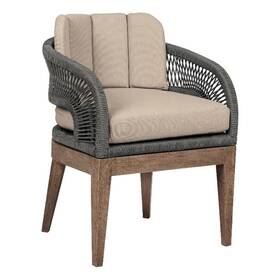 Benjara Bm314495 Kimi 23 Inch Outdoor Patio Dining Chair- Olefin Cushions- Gray Woven Rope