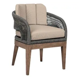 Bm314495 Benjara Kimi 23 Inch Outdoor Patio Dining Chair- Olefin Cushions- Gray Woven Rope