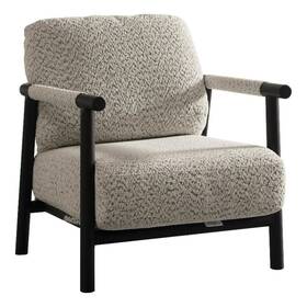 Benjara Bm317585 Cid Bali 28 Inch Accent Chair- Gray Polyester- Cushions- Black Metal- Wood