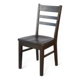 Bm324868 Benjara Flint Dining Chair Set Of 2- Ladderback Design- Dark Brown Mahogany