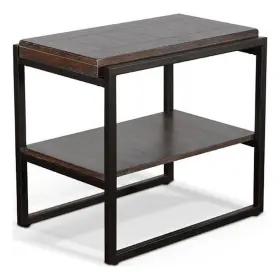 Bm325481 Benjara Lery Accent Chairside Table- Dark Brown Wood- Black Metal- 24 Inch