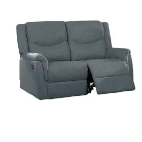Bm326073 Benjara Ammy Manual Recliner Loveseat- 53in Solid Wood- Dark Gray Faux Burlap