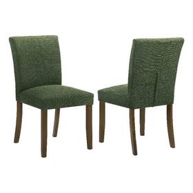 Benjara Bm328761 Cana Dining Chair Set Of 2- Green Fabric Foam Cushion- Brown Wood Legs
