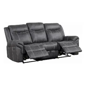 Bm333920 Benjara Hesy Power Motion Recliner Sofa W Drop Down Table- Dark Gray 85 Inch