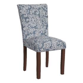Benjara Bm334481 Jax Parsons Dining Chair Set Of 2- Blue Jacobean Print Polyester