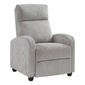 Benjara Bm336112 Pary Manual Push Back Reclining Chair With Light Gray Ribbed Corduroy