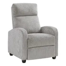 Bm336112 Benjara Pary Manual Push Back Reclining Chair With Light Gray Ribbed Corduroy