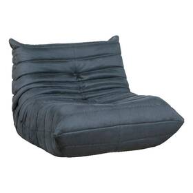 Benjara Bm336196 Revena Accent Floor Chair- Pleated Charcoal Gray Microfiber- Curved