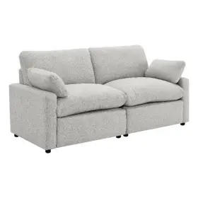 Bm337823 Benjara Biny Modular Power Reclining Loveseat- 2 Pillows- Light Gray- 86 Inch