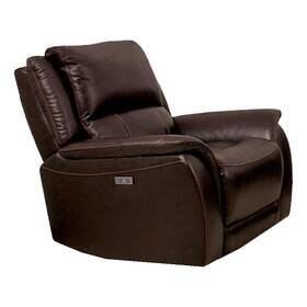 Benjara Bm346844 Gem Power Recliner Chair- Wall Hugger- Espresso Brown Top Grain Leather