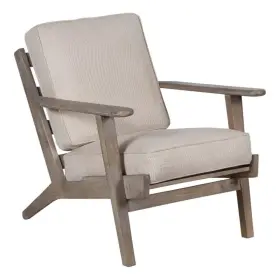 Upt-315764 Benjara Amber Accent Chair- Handcrafted Washed Mango Wood- Fabric Cushions- Angled Legs