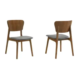 Benzara 192551993129 Benjara Kalie 24 Inch Dining Chair Set Of 2 Charcoal Fabric Seat Walnut Gr